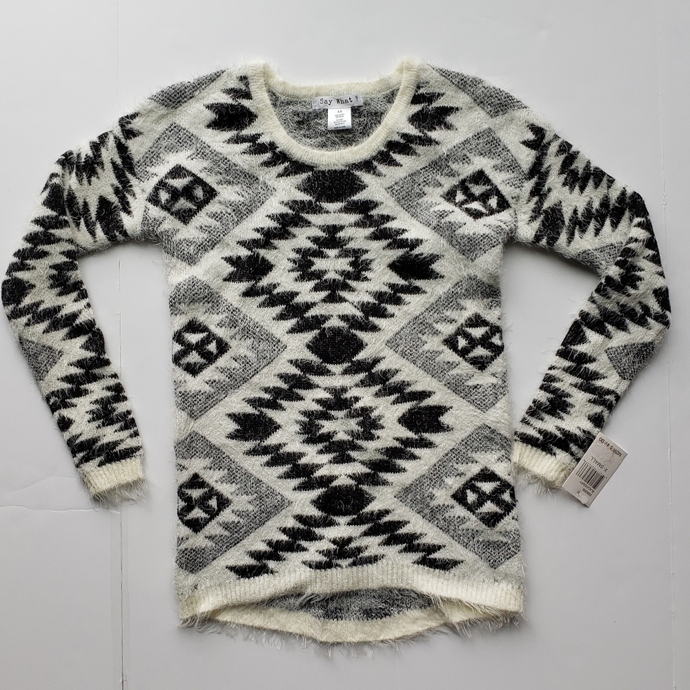 SAY WHAT? long sleeve sweater junior size XS ivory